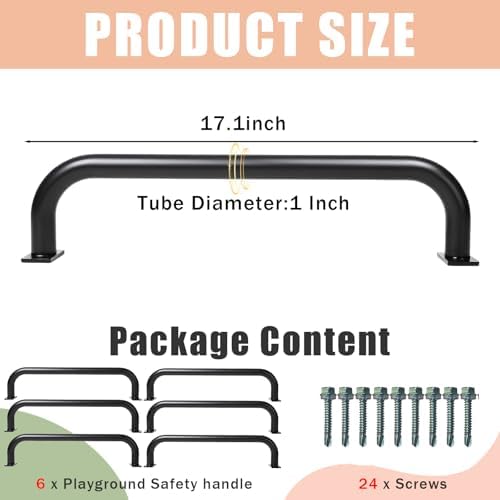 6 Pcs Black 17”Metal Playground Safety HandlesFor Indoor & Ourdoor - Image 2