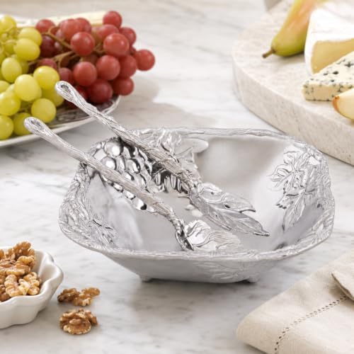 Arthur Court Grape Salad Set 3-Pc Aluminum Bowl and Server - Elegant Serveware for Entertaining - 9.5 Inch Diameter - Image 4