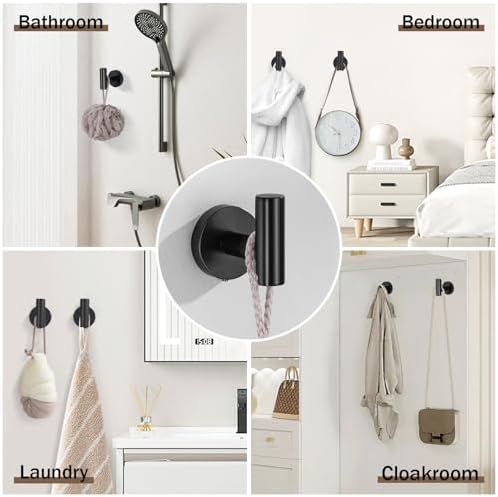 6 Pieces Matte Black Towel Bar Bathroom Hardware Set, 23.6Inch Matte Black Bathroom Accessories Towel Holder Set, SUS304 Stainless Steel Towel Racks for Bathroom - Image 5