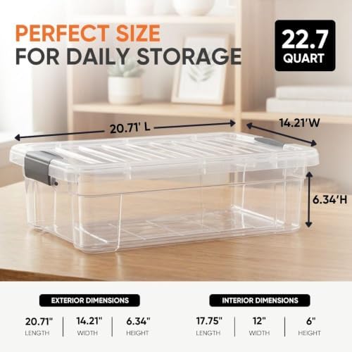 Superio Storage Bins with Lids, Clear Plastic Containers for Organizing, Stackable Totes, BPA Free, Odor Free, Organizer Boxes for Home, and Dorm - Image 3