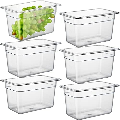 CURTA 6-Pack 1/4 Size 6" Deep NSF Polycarbonate Food Pans | Dishwasher & Freezer Safe Clear Container for Prep Tables, Buffet, Salad Bar, Commercial & Home Kitchen by CURTA