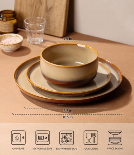 TheTerra Ceramic Dinnerware Set for 6, 18-Piece Plates and Bowls Set - Image 2