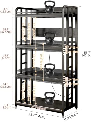 METYERRY Microwave Stand with Storage, 4-Tier Kitchen Bakers Rack with Power Outlet and USB Charging Ports, Rolling Kitchen Cart with Lockable Wheels and Adjustable Shelves for Coffee Bar, Black - Image 3
