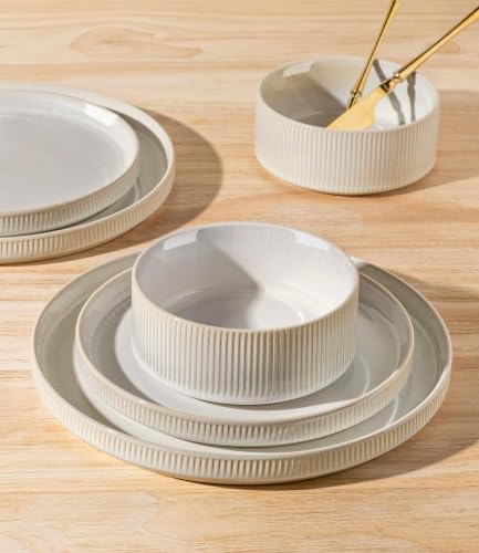 TheTerra Ceramic Dinnerware Set for 6, 18-Piece Plates and Bowls Set - Image 5