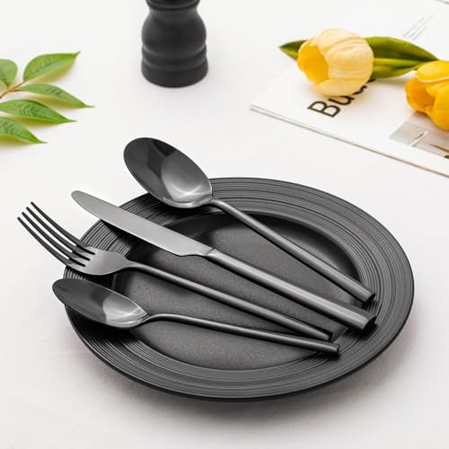 Black Silverware Set for 12, 60-Piece Stainless Steel Flatware Cutlery Set - Image 4