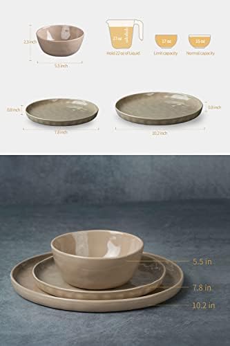Famiware Mars Stoneware Dinnerware Set for 8, Cinnamon Brown - Image 4