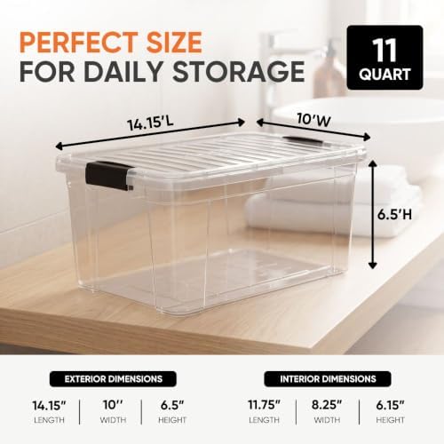 Superio 11 Quart Clear Plastic Storage Boxes with Lids, Stackable Organizer Containers, BPA-Free Storage Bins for Home, Office, School & Dorm, 10 Pack - Image 3