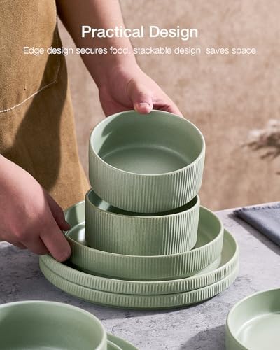 Famiware Star Stoneware Dinnerware Set, Reactive Glaze Plates & Bowls for 4 - Image 6