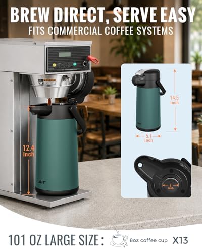 GiNT 101oz Airpot Coffee Dispenser with Pump, Insulated Coffee Carafe for Hot Liquids, Stainless Steel Vacuum Insulated Pump Dispenser for Hot/Cold Beverages, Home Office Commercial Outdoor Use(3L) - Image 2