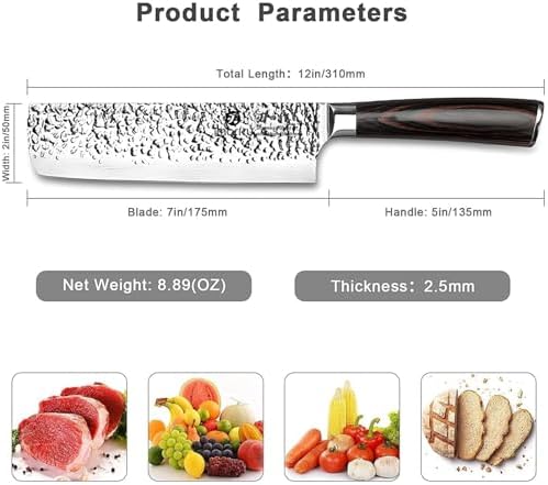 imarku Nakiri Knife 7 Inch, Japanese High Carbon Stainless Steel Chopper - Image 4