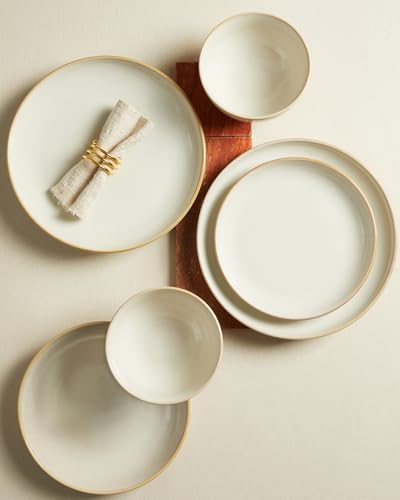 Pokini Ceramic Dinnerware Sets for 6, 18pcs Plates and Bowls Sets Dish Set - Image 4