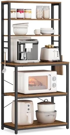 VASAGLE Coffee Bar, 23.6 Inches 6-Tier Baker's Rack with 6 Hooks by VASAGLEbySONGMICSHOME