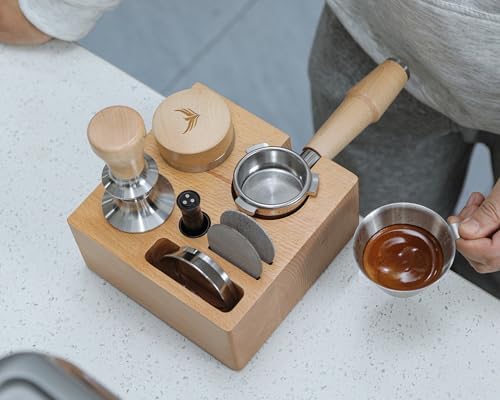 58mm Espresso Tamping Station Compact Portafilter Stand and Coffee Accessories Organizer for Espresso Machines with Tamper Holder, Distributor Slot, and Multi-Accessory Storage - Image 4