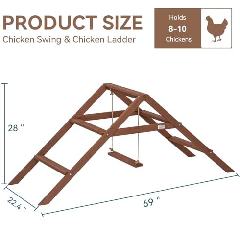 PETSFIT Roosting Bars for Coop Accessories, Chicken Perches with Swing are Perfect for 10-12 Chickens,Wooden Chicken Ladder for Pet's Healthy & Happy,Easy to Assemble&Clean - Image 5