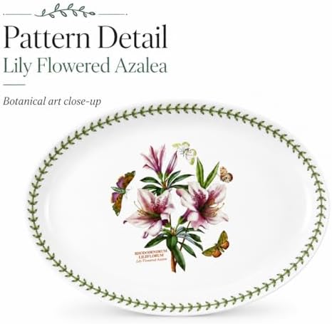 Portmeirion Botanic Garden 15" Oval Serving Platter, Lily Flowered Azalea Motif - Durable Porcelain Baking Dish with Chip-Resistant Glaze, Dishwasher & Microwave Safe - Stylish Bakeware & Serveware - Image 2