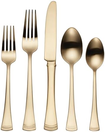 Lenox Portola Gold Satin 20-Piece Silverware Set for 4, Flatware by Lenox