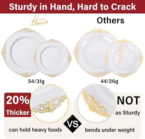 Hioasis 350 Pcs White Gold Plates for Wedding - Image 4