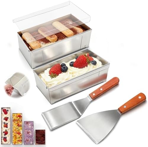 Blushtier 2 Pack Rectangle Tiramisu Pan Removable 9.45 X 3.94 X 2.56 Inch by Blushtier
