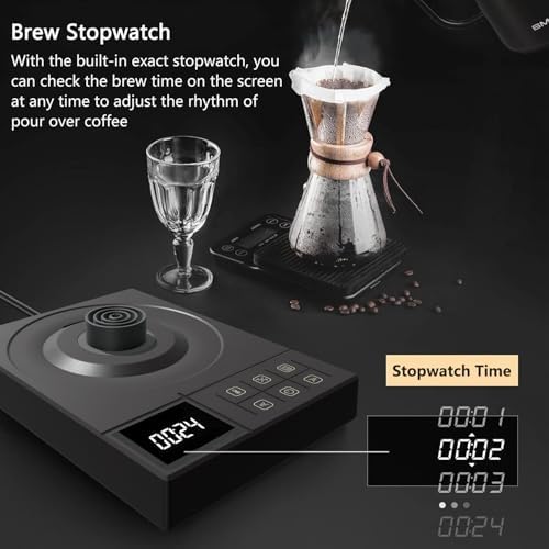 Gooseneck Electric Kettle with ±1℉ Temperature Control & Keep Warm for Pour Over Coffee & Tea, Rapid Boil, 304 Stainless Steel, Built-in Brew Timer, 900W 0.6L (600 ML) - Image 3