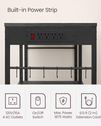VASAGLE Kitchen Baker’s Rack, Steel Frame, Wire Basket, 6 Hooks - Image 7