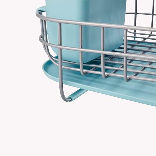 KitchenAid Low Profile Compact Dishrack with Removable Flatware Caddy and Angled Self-Draining Board, Rust Resistant Wires, 12.59 x 17.55 x 6.29 Inch, Mineral Water - Image 5