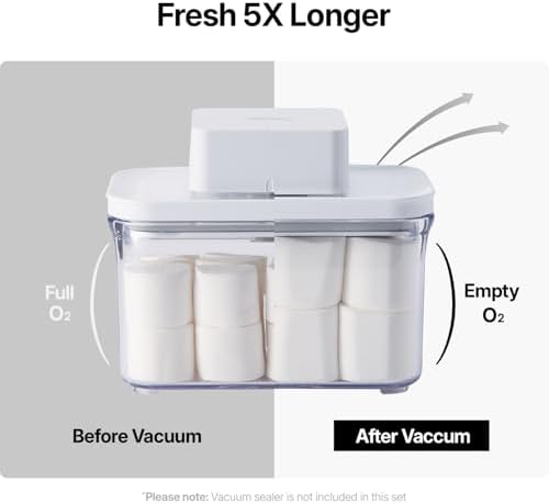 VAKUEN Premium Airtight Food Storage Containers, Square 2PC/Set(1.48qt/1.5Lx2pcs), Smart One-Click Seal Lid, No Hinges, 100% Leak Proof, BPA-FREE, Dishwasher, Freezer & Microwave Safe - Image 3