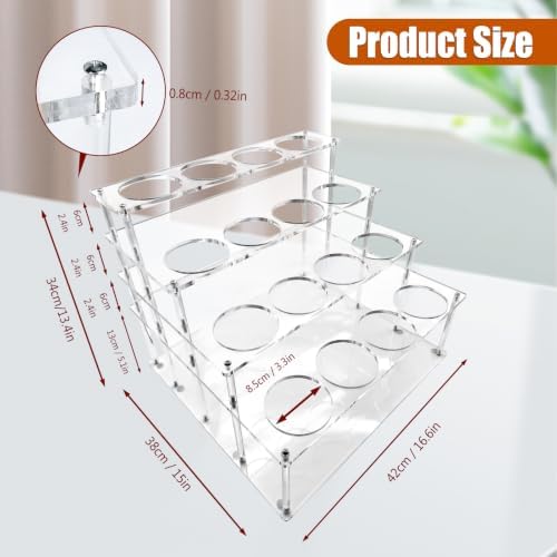 Coffee Syrup & Wine Rack Organizer, Bottle Stand Shelf, Acrylic 4 Tier 16 Bottle, Display Holder with Anti-Fall Fixed Slots, Stepped Storage, Home Kitchen Decor, Accessories Mini Bar for Countertop - Image 2