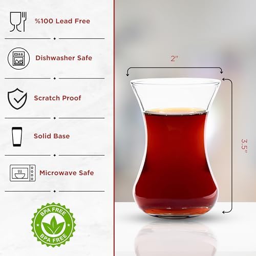 Turkish Tea Glass Set of 30, Small Clear Glass Tea Cups for Hot Drinks - Image 2
