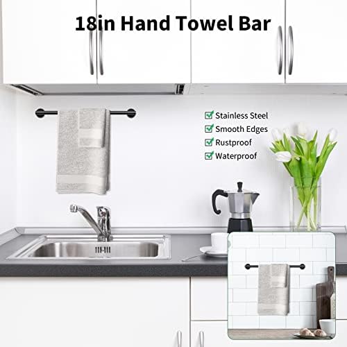 Newfun 10 Pieces Matte Black Bathroom Hardware Set 24 Inch - Image 3