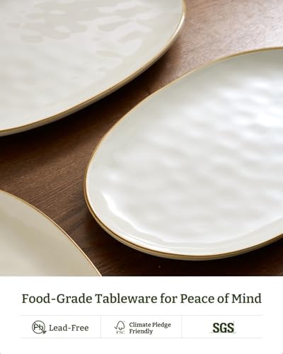 famiware Serving Platters Set of 3 Sizes - Oval, Vanilla White - Image 5