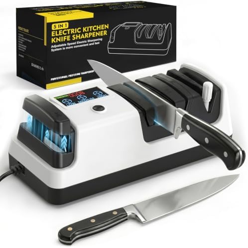 Newise Electric Knife Sharpener for Kitchen Knives, 3-Stage, White by Unknown