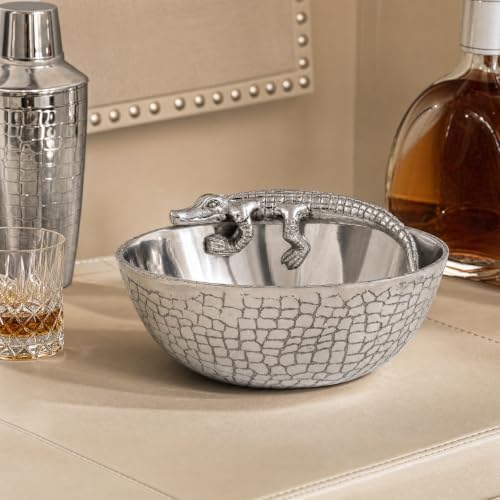 Arthur Court Alligator 6-Inch Aluminum Bowl - Unique Gator Skin Pattern Serveware for Snacks and Condiments - Image 4