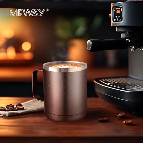 MEWAY 12oz Coffee Mug With Handle 2 Pack Bulk,Stainless Steel Insulated Travel Tumblers With Sliding Lid,Double Wall Vacuum Camping Cup for Hot & Cold Drinks Tea (Rose Gold,Set of 2) - Image 6