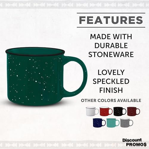 DISCOUNT PROMOS Ceramic Campfire Coffee Mugs 13 oz. Set of 10, Bulk Pack - Perfect for Tea, Espresso, Cappuccino, Hot Cocoa - Green - Image 2