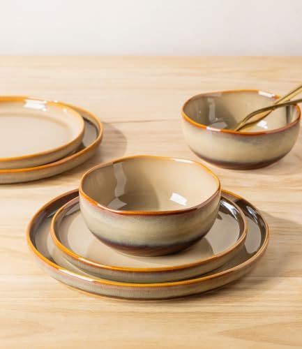 TheTerra Ceramic Dinnerware Set for 6, 18-Piece Plates and Bowls Set - Image 4
