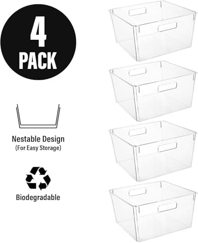 Extra Large Clear Plastic Storage Bins, Perfect for Kitchen Organization or Pantry Organization and Storage, Laundry Room, Fridge, Freezer Organizer Plastic Storage Containers for Organizing - Image 4