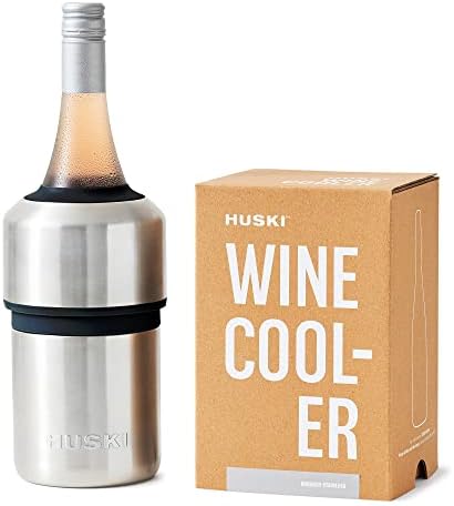 Huski Wine Chiller | Award Winning Iceless Design | Keeps Wine Cold up to 6 Hours | Wine Accessory | Next Generation Ice Bucket | Fits Some Champagne Bottles | Perfect Gift for Wine Lovers (Stainless) by Huski