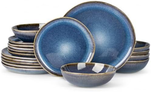 AmorArc Ceramic Dinnerware Sets for 6, 18Pcs Plates and Bowls Sets Dishes by AmorArc