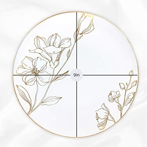 [9'' Plates 40 Count] White Plastic Floral Design Party Dinner Plates With Gold Rim Premium heavyweight Elegant Disposable Tableware Dishes - Image 3