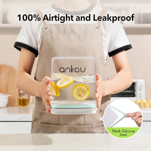 Food Storage Container Set 2.8 Qt ×2 with Lids, Airtight Pantry Canisters, BPA-Free Plastic Flour Sugar Storage Containers, One-Touch Press-to-Open Lids, Stackable Clear Jars for Rice, Cereal, Coffee - Image 3