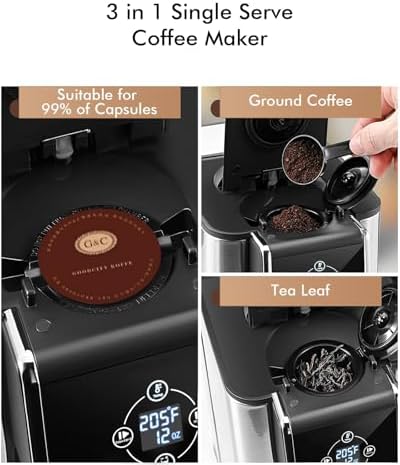 SIFENE 3-in-1 Single Serve Coffee Maker, K-Cup, Ground Coffee & Tea - Image 3
