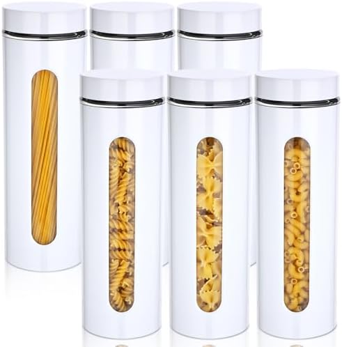 Mimorou 6 Pack 60 oz Airtight Stainless Steel Kitchen Canisters, White by Unknown