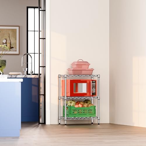 IZEUK 3-Tier Steel Storage Shelves, Heavy Duty Metal Shelf Wire Shelving Rack for Pantry, Kitchen, Living Room, or Office Organization (21.7" W x 11.8" D x 28.6" H, 750LBS, Chrome) - Image 2