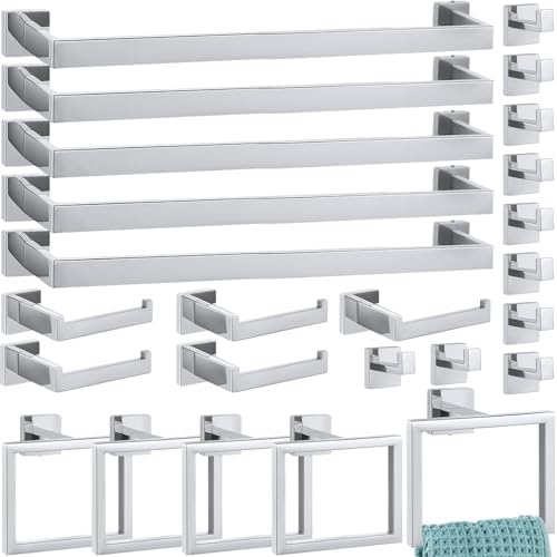 25 Pcs Silver Bathroom Hardware Accessories Bath Towel Bar Set by Gisafai