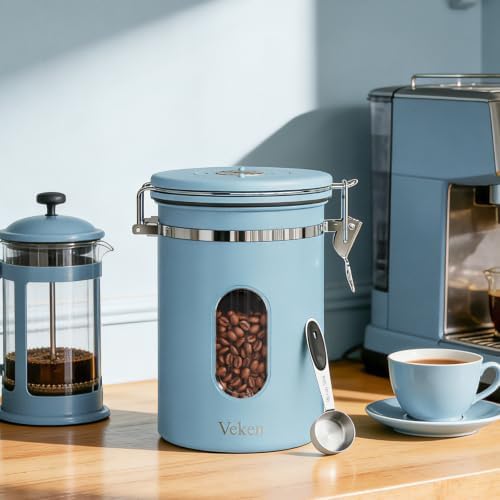 Veken Coffee Canister with Window, Airtight Stainless Steel Container, 22OZ - Image 2