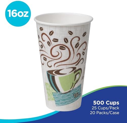Dixie PerfecTouch 16 oz Paper Coffee Cups By GP PRO, Coffee Haze Design, 500 Count (25 Disposable Cups Per Sleeve, 20 Sleeves Per Case), 5356DX - Image 2