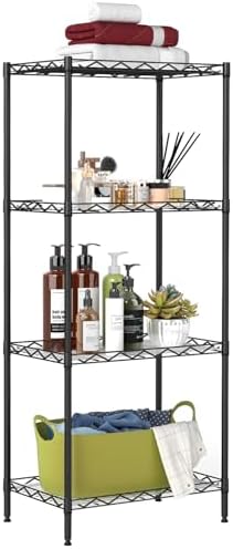 BestOffice | 4-Tier Wire Shelf | 12" x 18" x 44 | Black by BestOffice