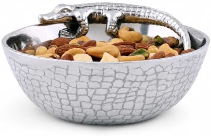 Arthur Court Alligator 6-Inch Aluminum Bowl - Unique Gator Skin Pattern Serveware for Snacks and Condiments by ArthurCourt