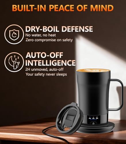 Self-Heating Coffee Mug, 14oz Heated Coffee Mug Rechargeable - Temperature Control Cup Keep Drinks Hot, Smart Cup Great Gift for Women & Slow Sippers - Image 4