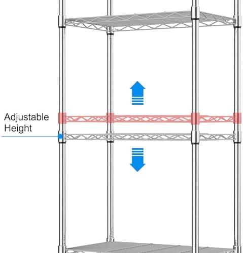 Homdox 5 Tier Steel Wire Shelving Unit on Wheels,Chrome Shelves for Garage Kitchen Living Room,Heavy Duty Shelving Rack, 23.2 x 13.8 x 72 inch (L x W x H) - Image 6